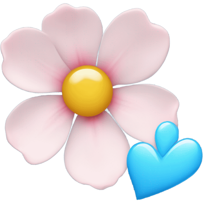 sakura flower and blue heart emoji