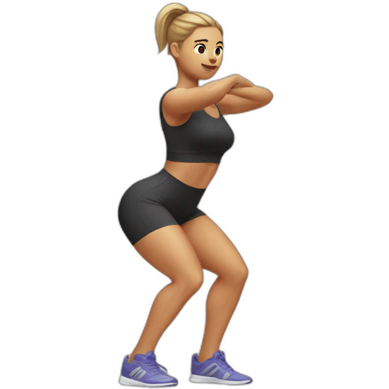  woman doing squats whith only leg emoji