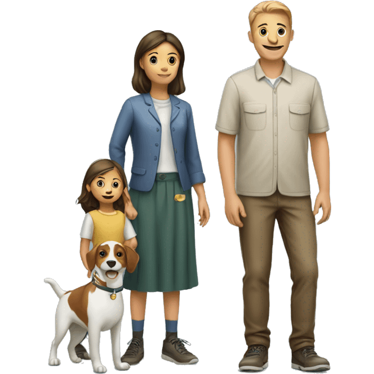 Family With Patents ohne oldet boy one Young Girl and a dog  emoji