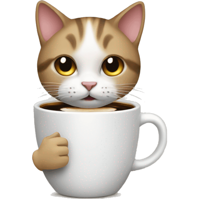 Cat with coffee emoji