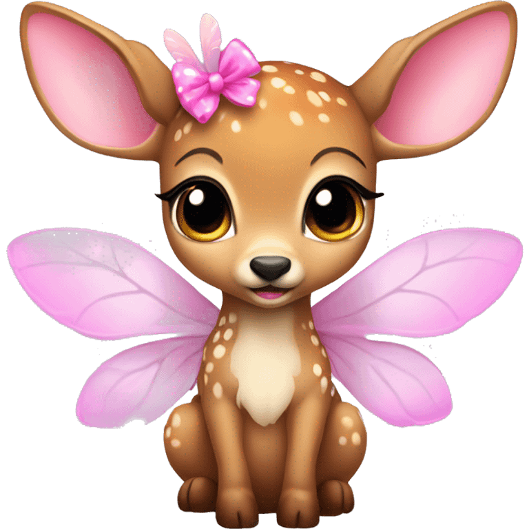 baby deer with fairy wings and a pink bow around its neck  emoji