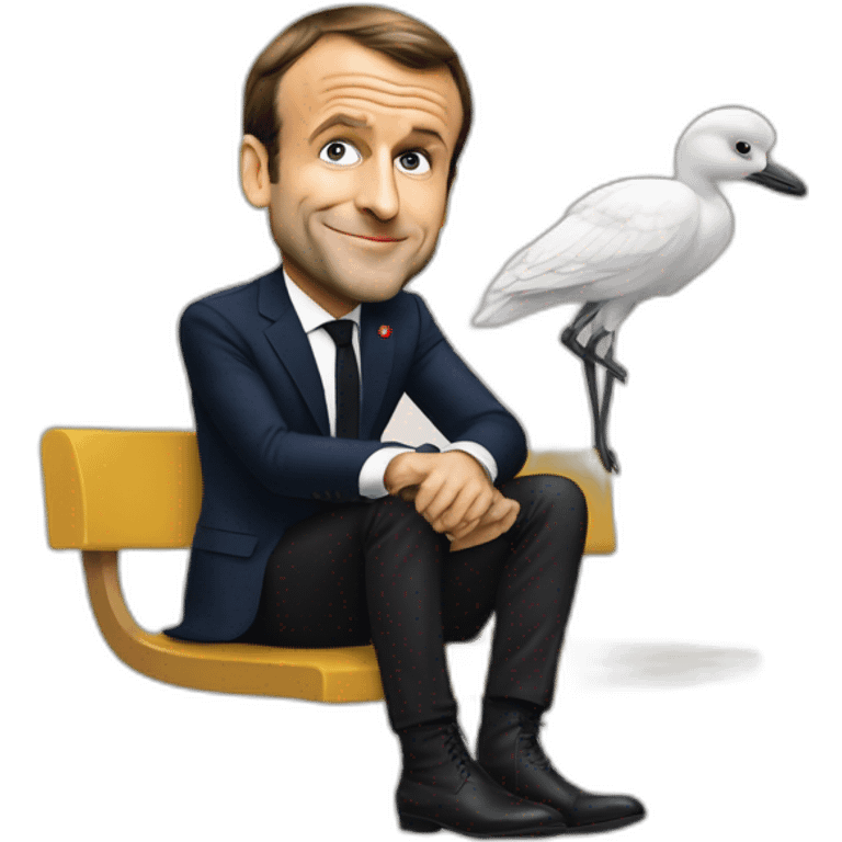 Emmanuel Macron sur une autruche emoji