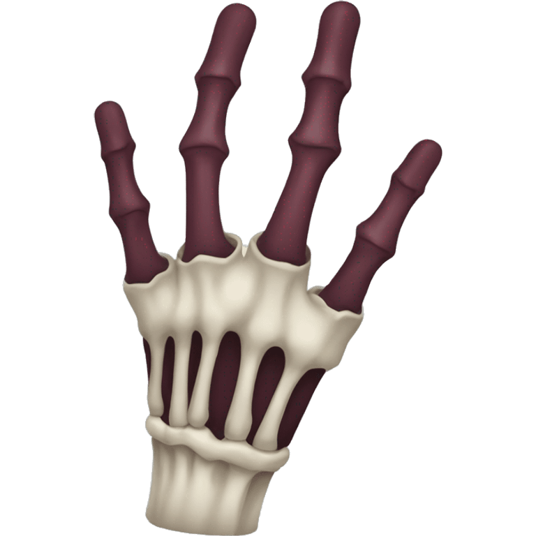 skeleton hand with long maroon nails emoji