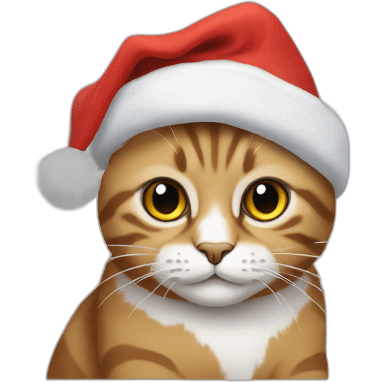 sitting cat in Christmas hat emoji