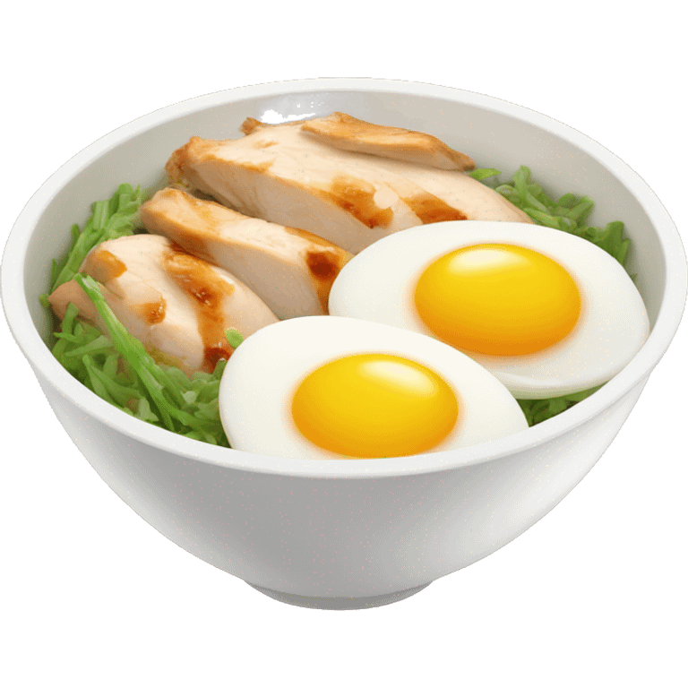 chicken rice bowl with two eggs emoji