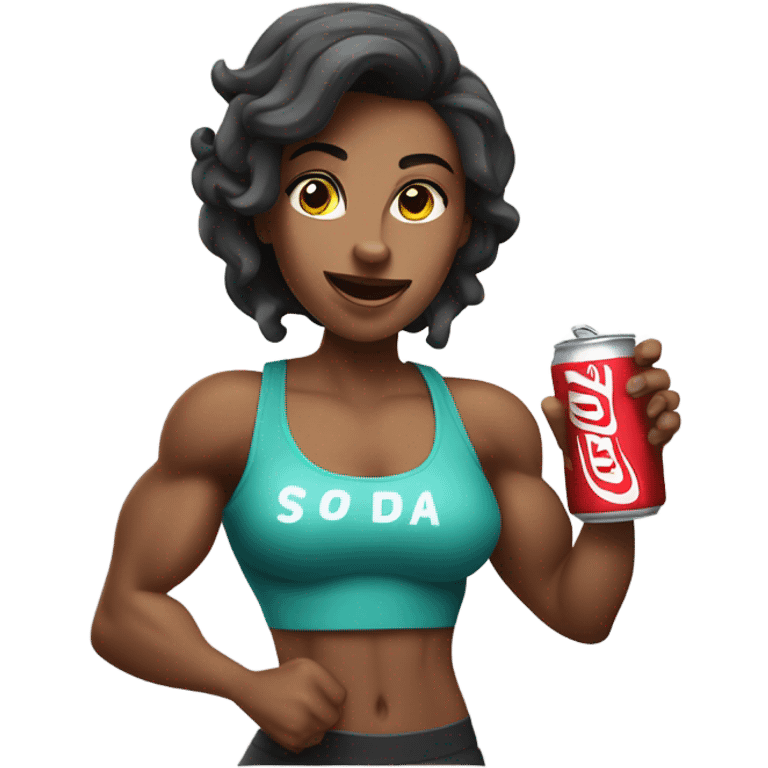 Female bodybuilder drinking soda emoji