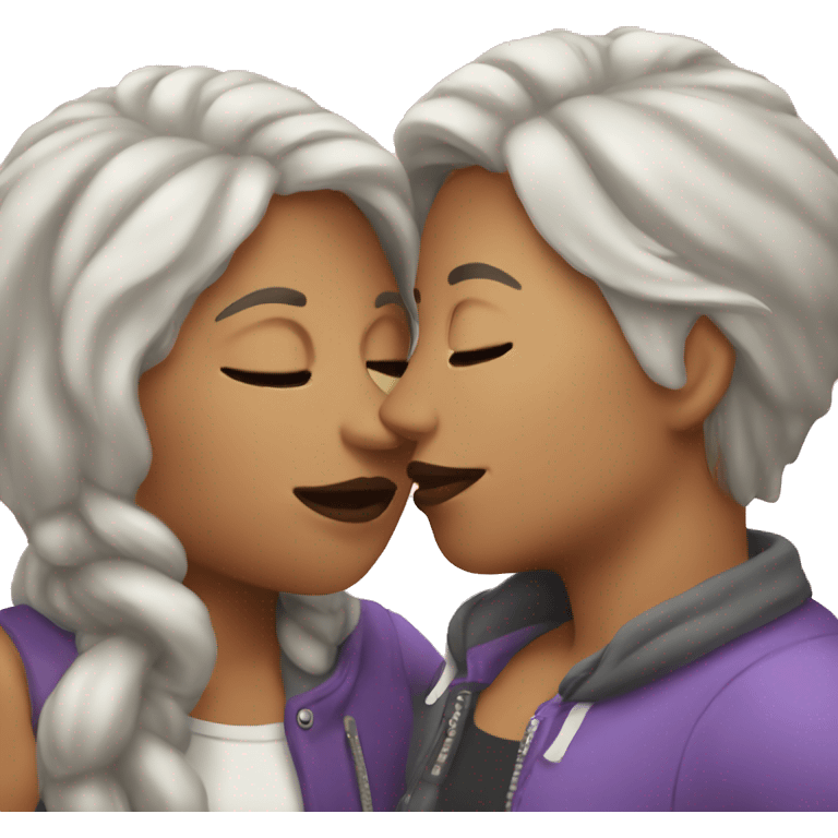 Two white lesbian kissing emoji