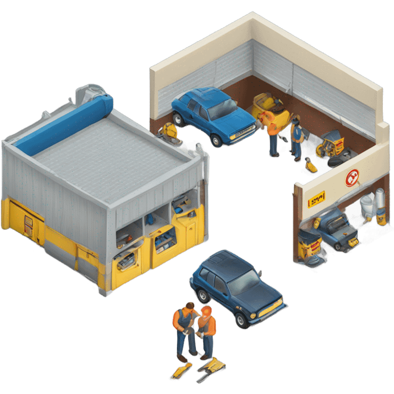 isometric car repair garage emoji