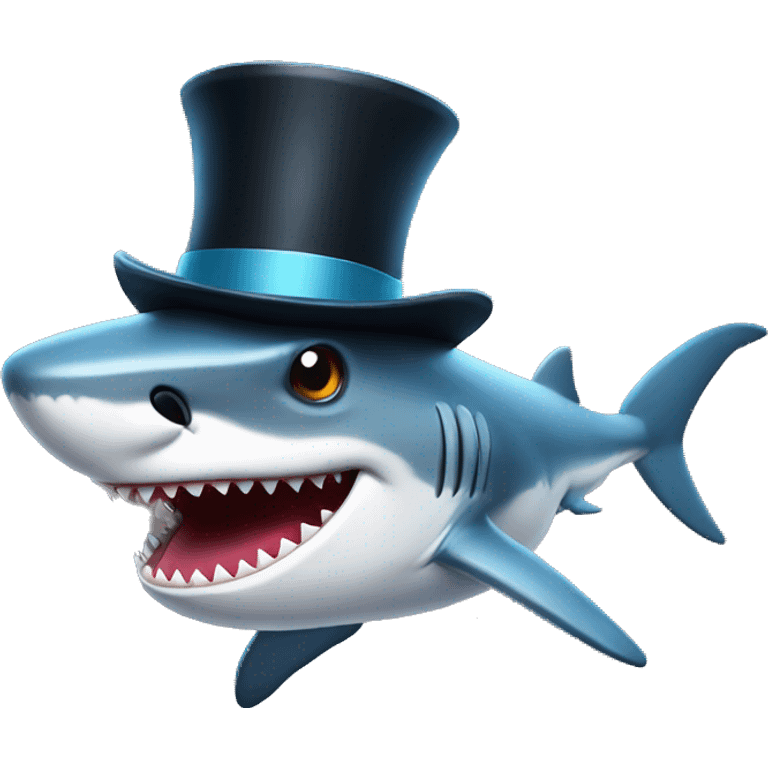 Shark with a top hat emoji