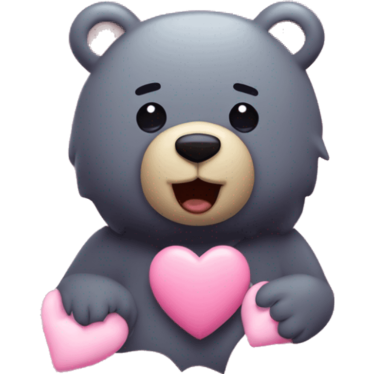 Bear with pink hearts, stars and resents floating around it emoji