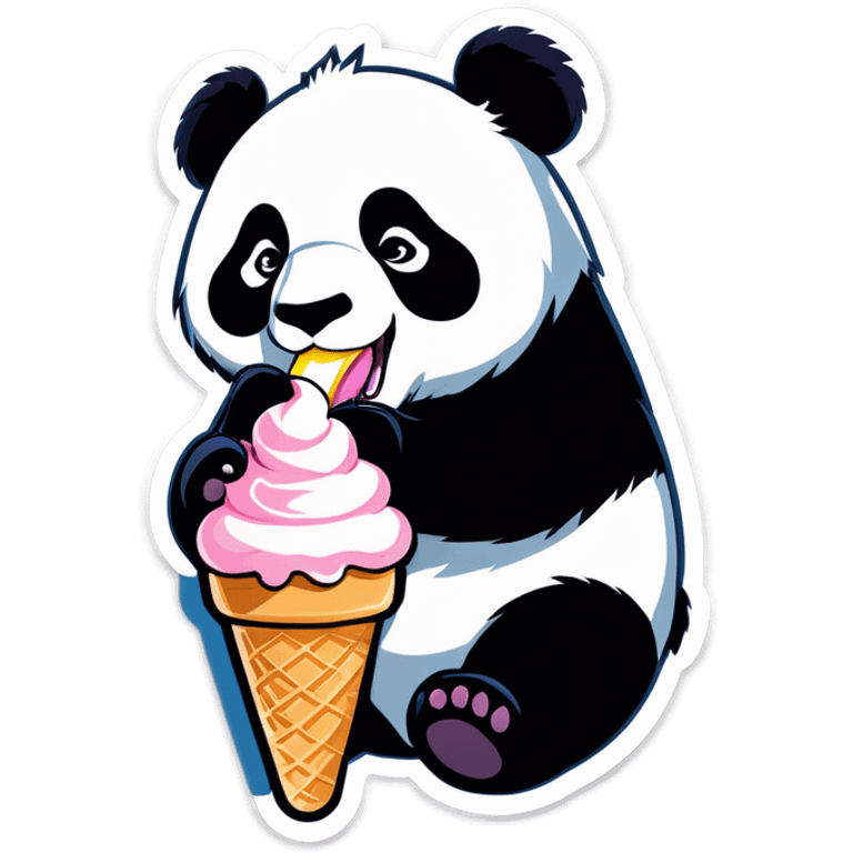 Panda eating ice cream emoji