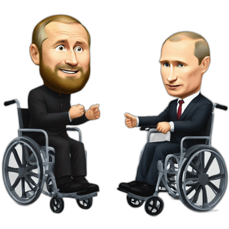 vladimir putin and ramzan kadyrov riding two small wheelchairs emoji