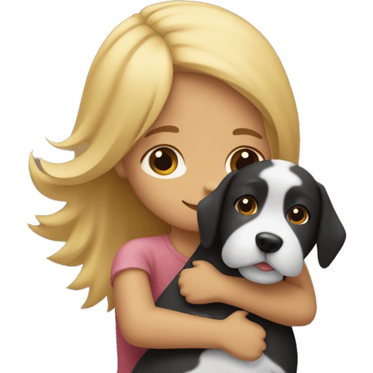 A girl hugging this yorkshire dog  emoji