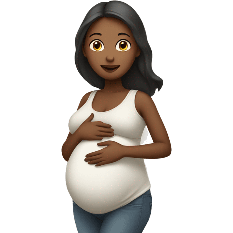 pregnant woman showing a heart emoji