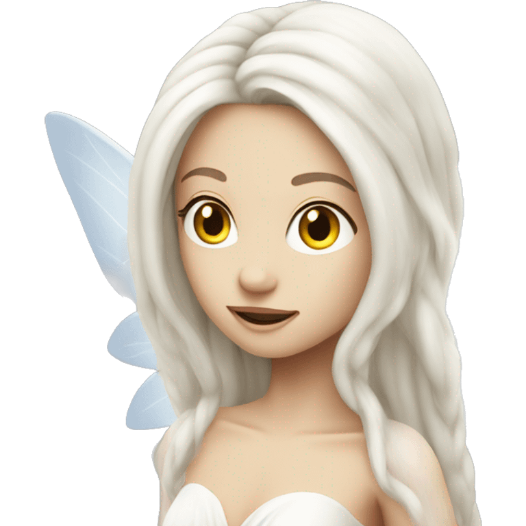 Flying white fairy with long white hair emoji