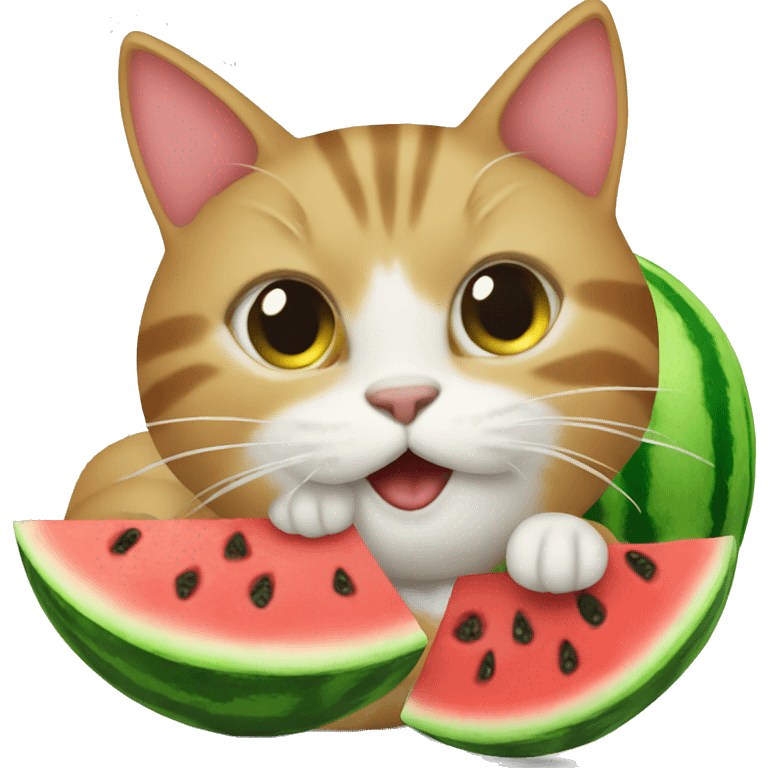 cat eating watermelon emoji