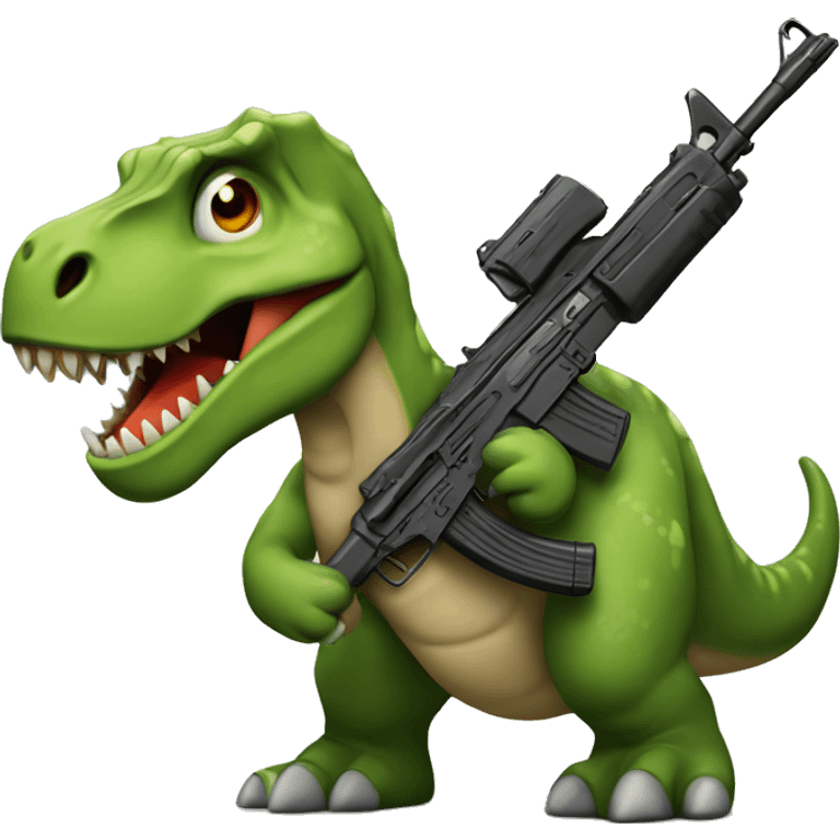 Dinosaur with a AK47 emoji