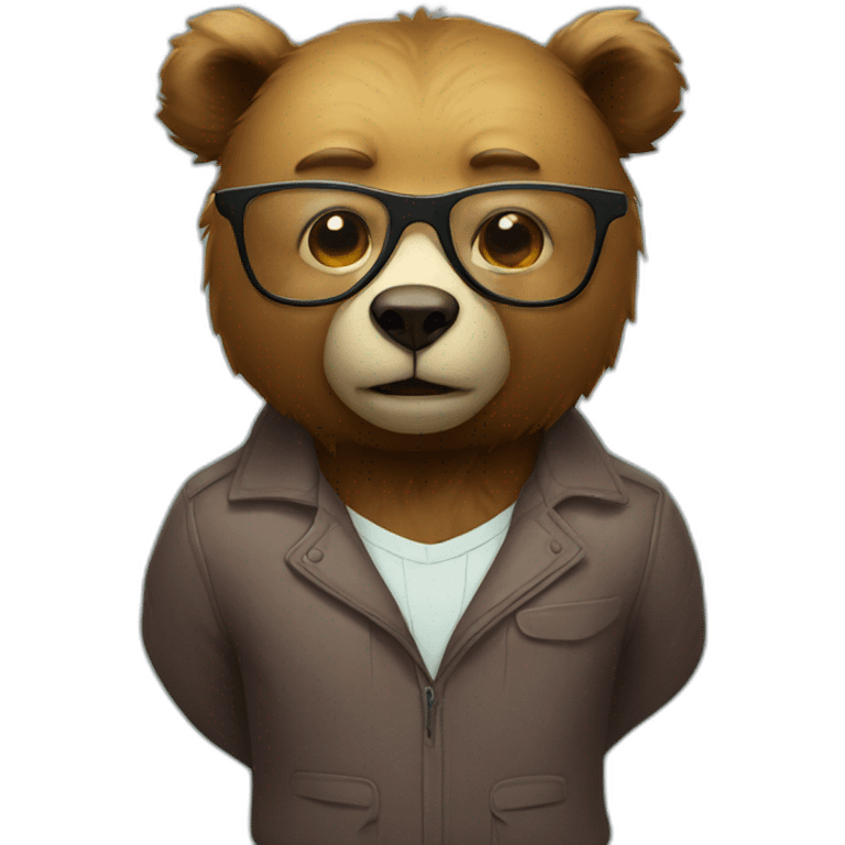 Humanoid bear with glasses saying no emoji