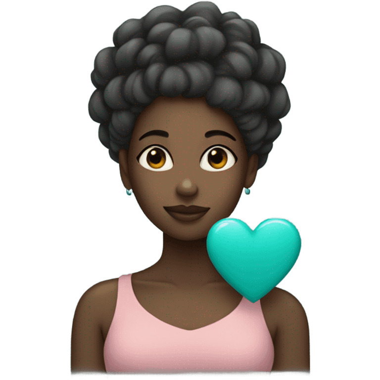 black girl with a teal heart by her head emoji