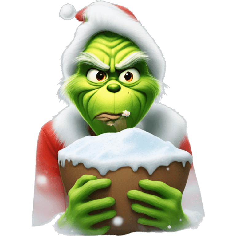 The grinch eating snow emoji