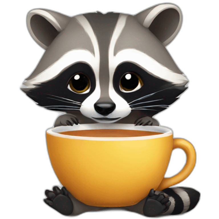 raccoon drinking tea emoji