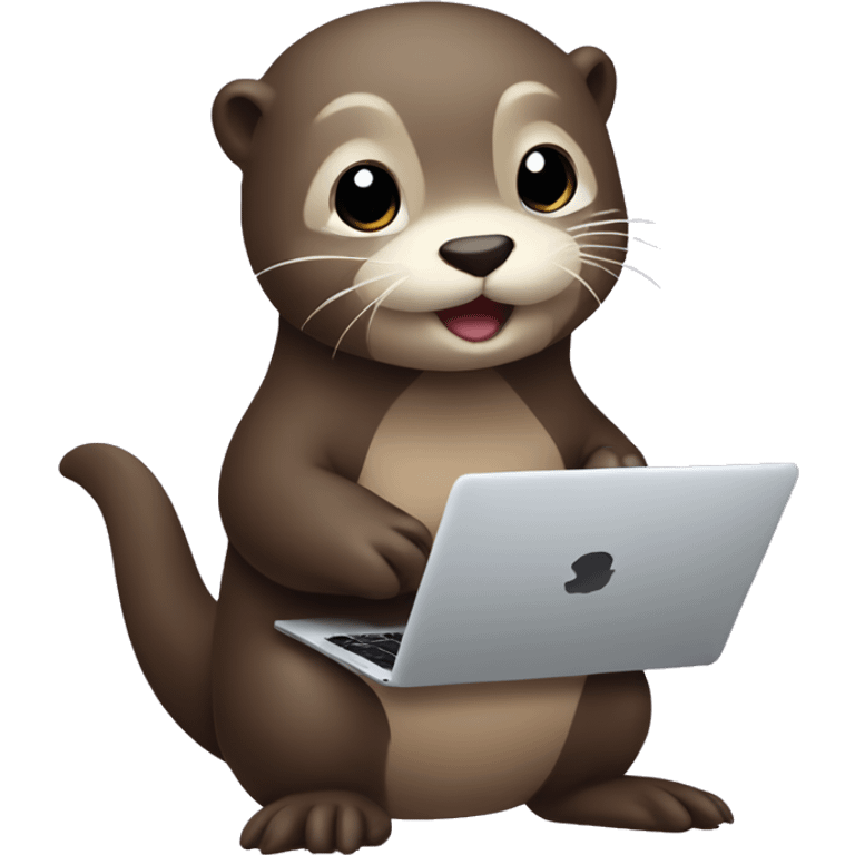 Cute otter holding an MacBook emoji