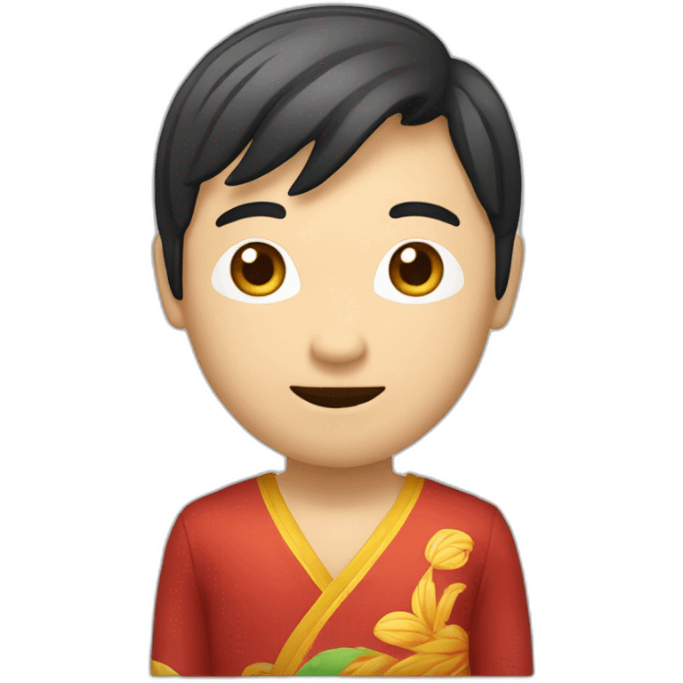 Homme chinois avec un palmier à la place des cheveux emoji