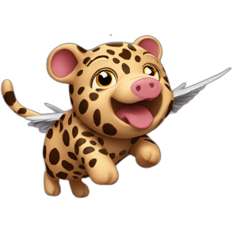 Leopard pig flying to pluto emoji