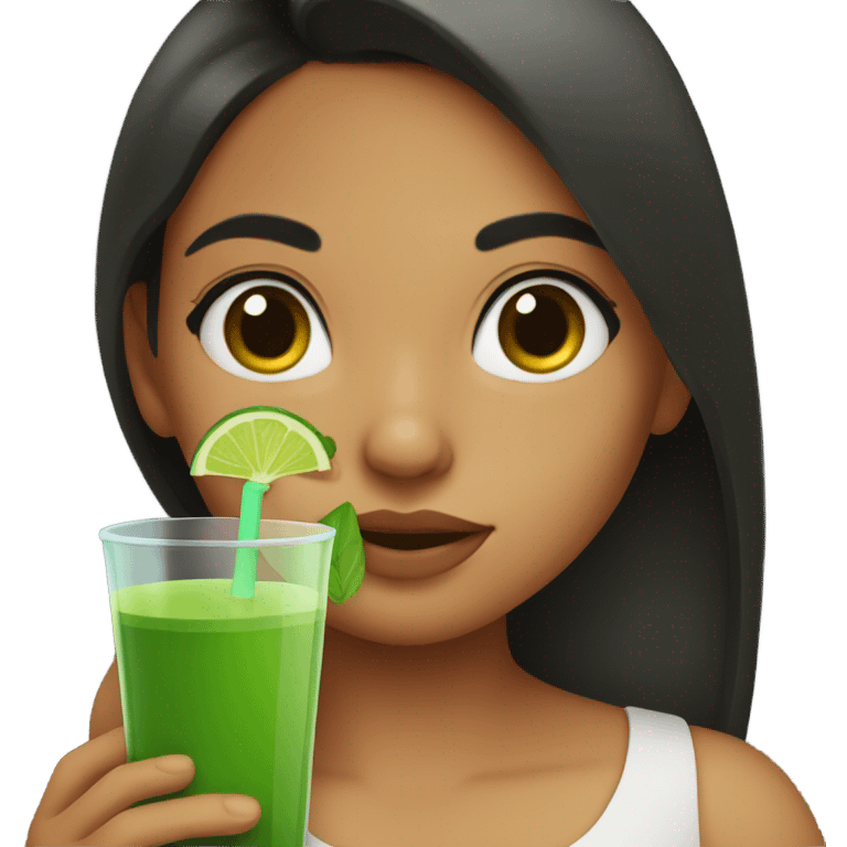 Latin girl drinking green juice emoji