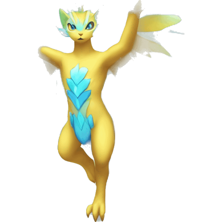 Celestial Godly Crystallic Colorful Vibrant Colors Flying Advanced Fakémon-Legendary-Pokémon-Creature Full Body emoji