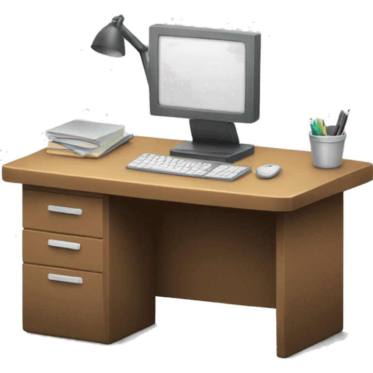 Desk with a screen emoji