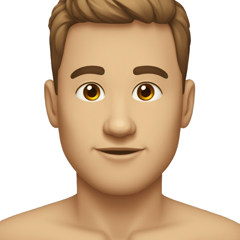 tete ronde, homme, peau beije, cheveux et yeux maron, cheveux lisse court avec un degrader emoji