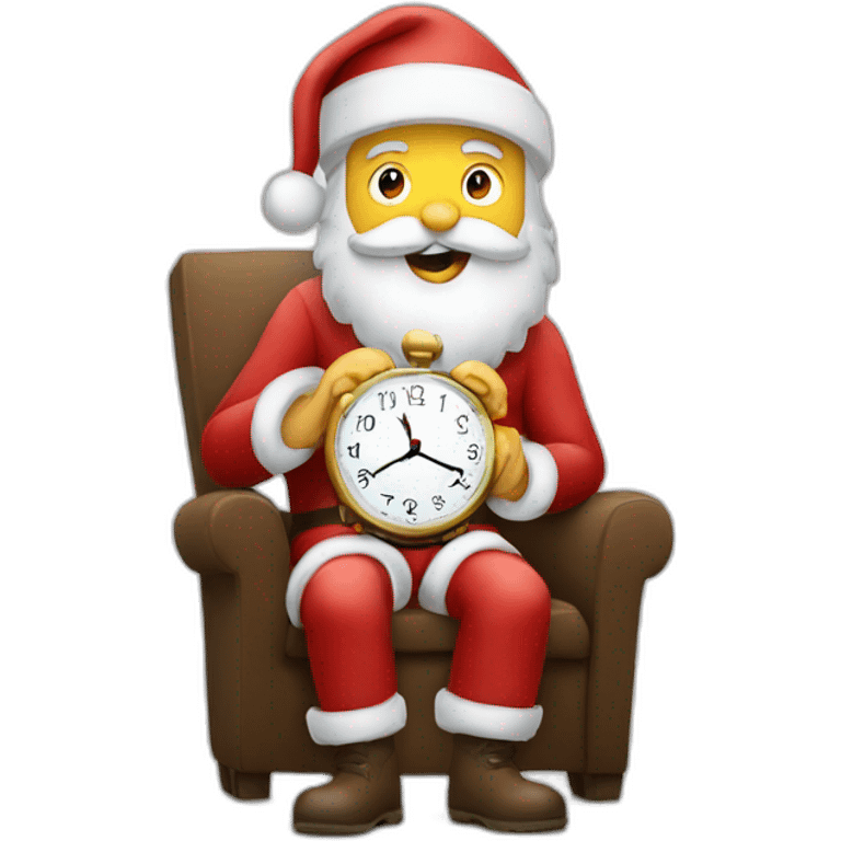 santa watching his clock emoji