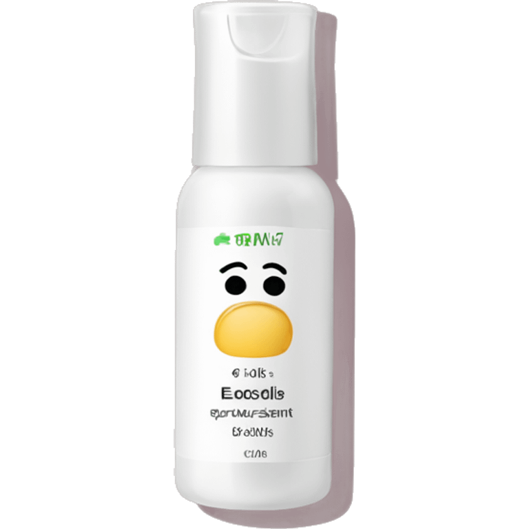 tiny facial exfoliant bottle with label emoji