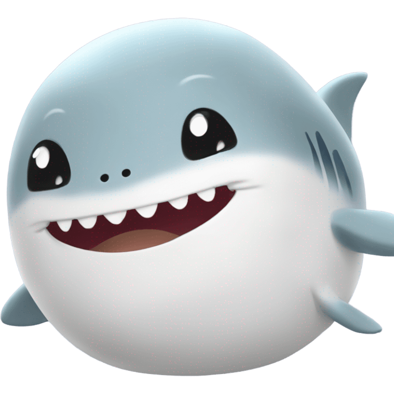 small and cute shark squishmallow, cute smile, gray and spotted emoji