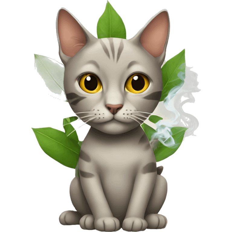 cat smoking leaves emoji