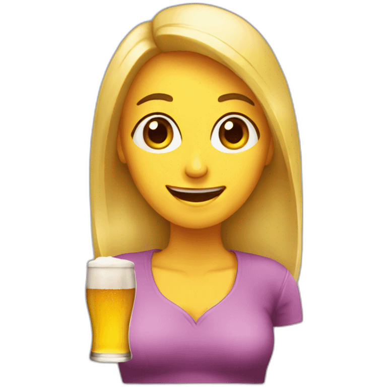 Woman, beer, cringe emoji