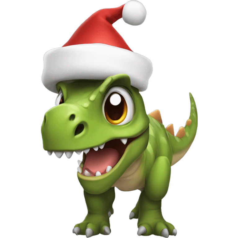 Dinosaur with a Santa hat emoji