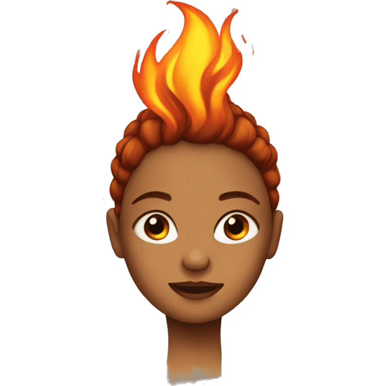 Girl with hair made of fire emoji