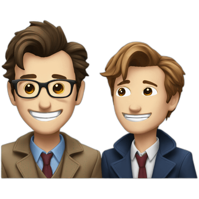 10th Doctor laughing with 11th Doctor  emoji