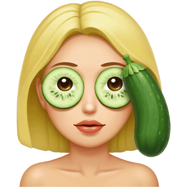 a women with cucumbers on her eyes resting emoji