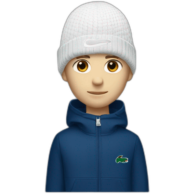 white boy using lacoste beanie with lacoste emoji