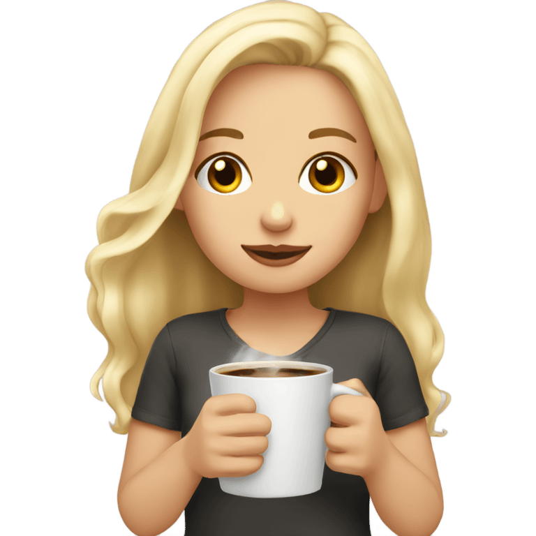 blonde girl with coffee emoji