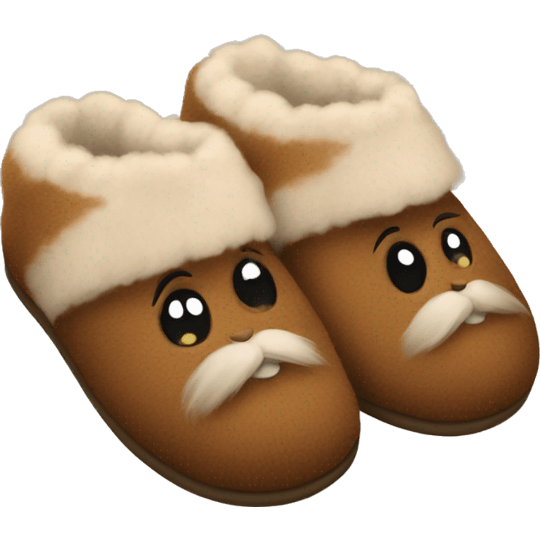 Brown fluffy slippers  emoji