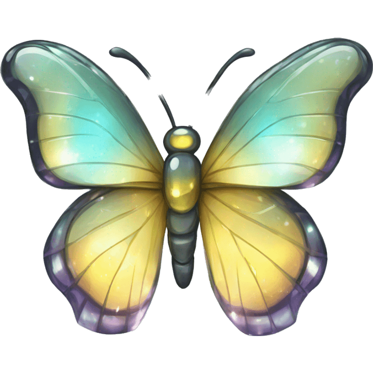 Shiny sparkly glass crystal butterfly emoji