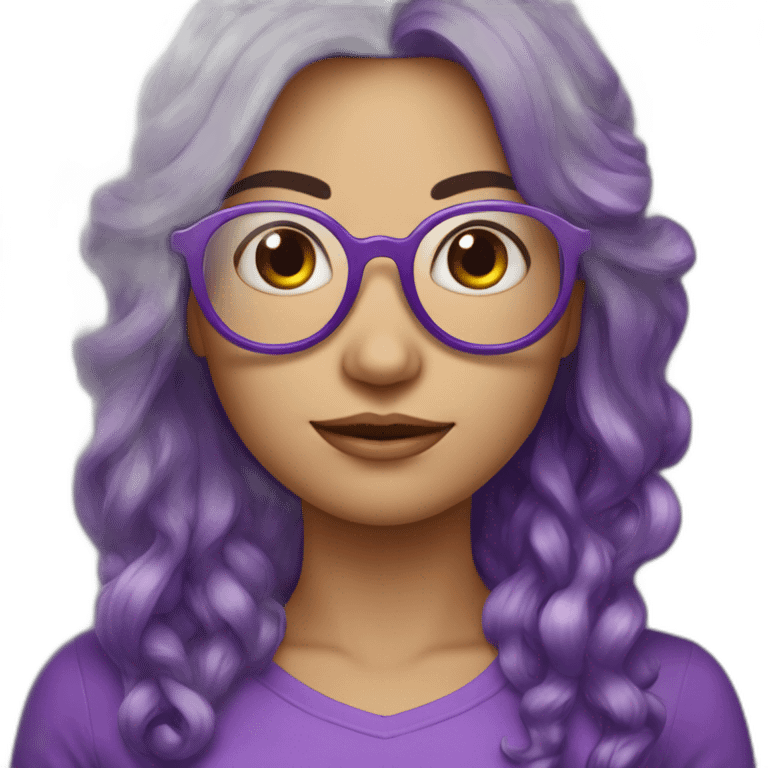 Femme avec cheveux violet et lunette et avec des percing emoji