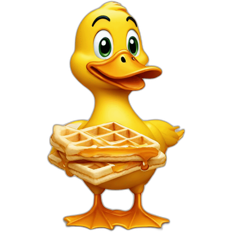 Duck eats waffle emoji