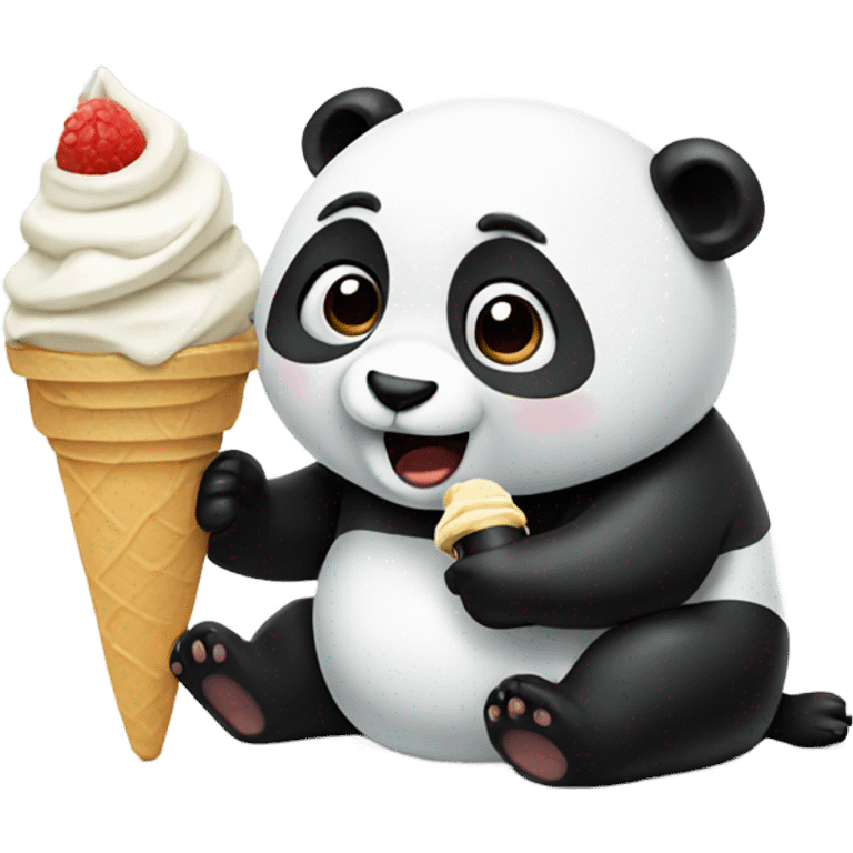 Panda eating ice cream emoji