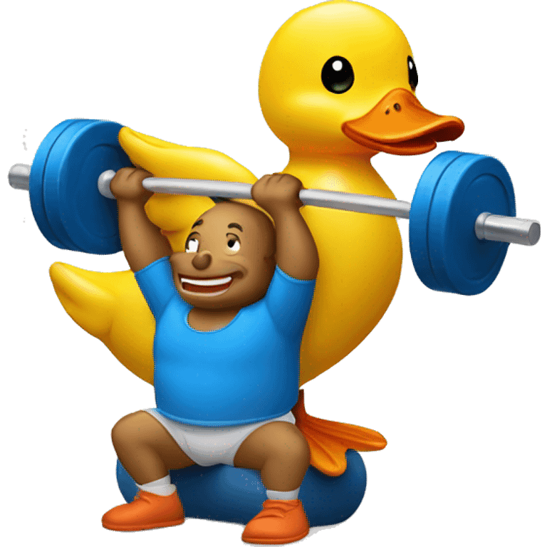 a rubber duck lifting weights, side view emoji