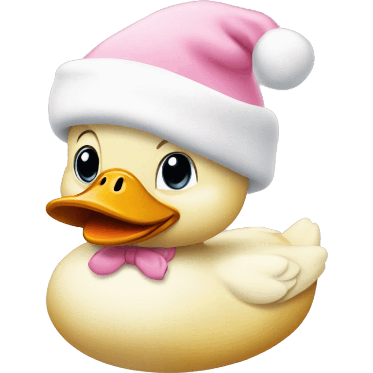 duck with a baby pink santa hat  emoji